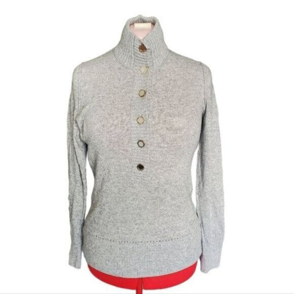 Tory Burch Giselle Rib Trim Mock Neck Sweatshirt Size M - Picture 1 of 9